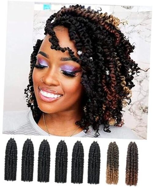 10 Inch 8 Packs Passion Twist Crochet Hair-Mixed 10 Inch (Pack of 8) 1B+T27+T30