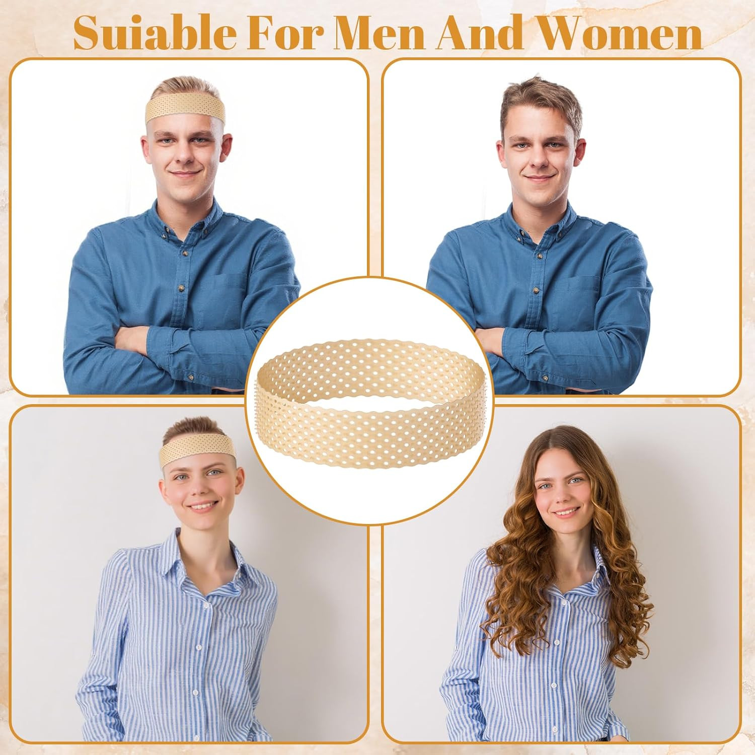 3pcs Silicone Wig Grip Bands Non-Slip Elastic Headband for Wigs Skin Color