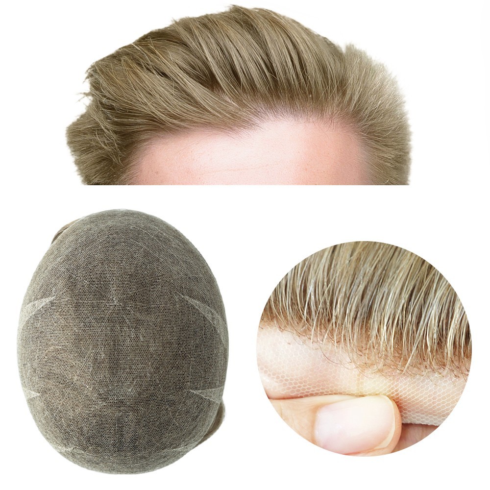 Toupee For Men Swiss Lace Human Hair Replecement System Natural Hairpieces #20