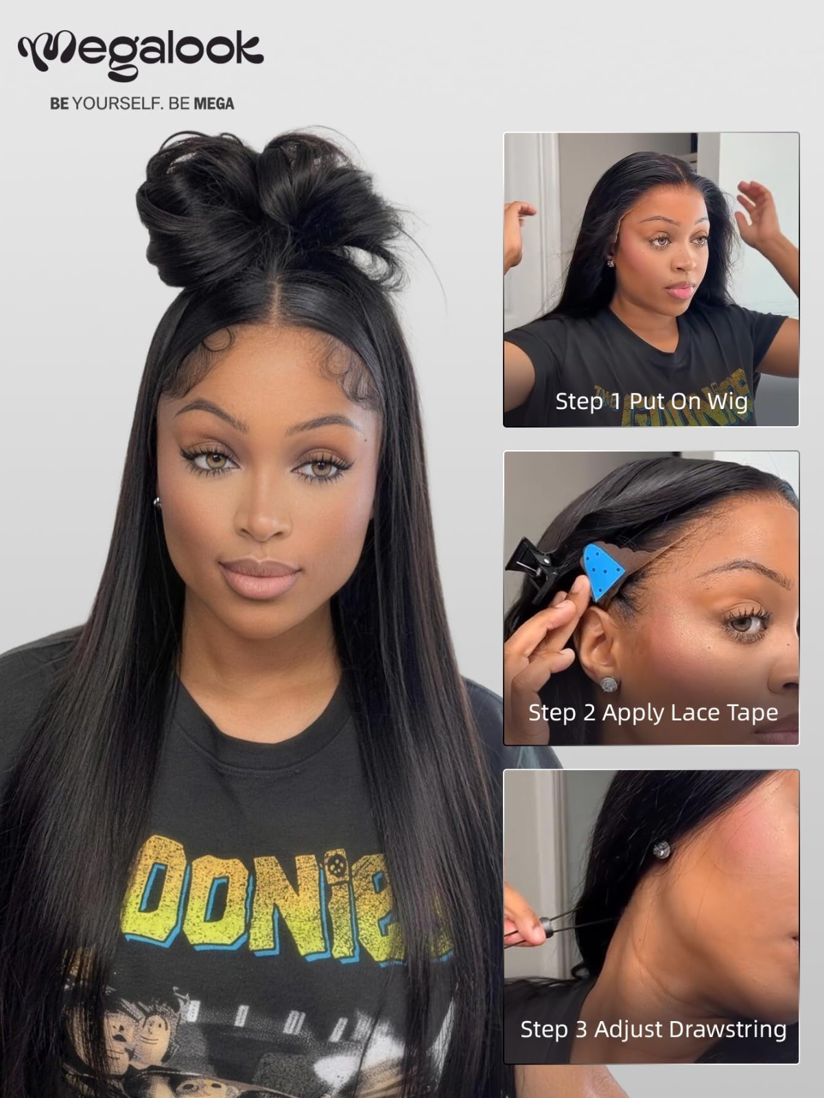 13×6 Lace Front Wig 220% Density Straight Human Hair Pre-Plucked 26″ HD Frontal