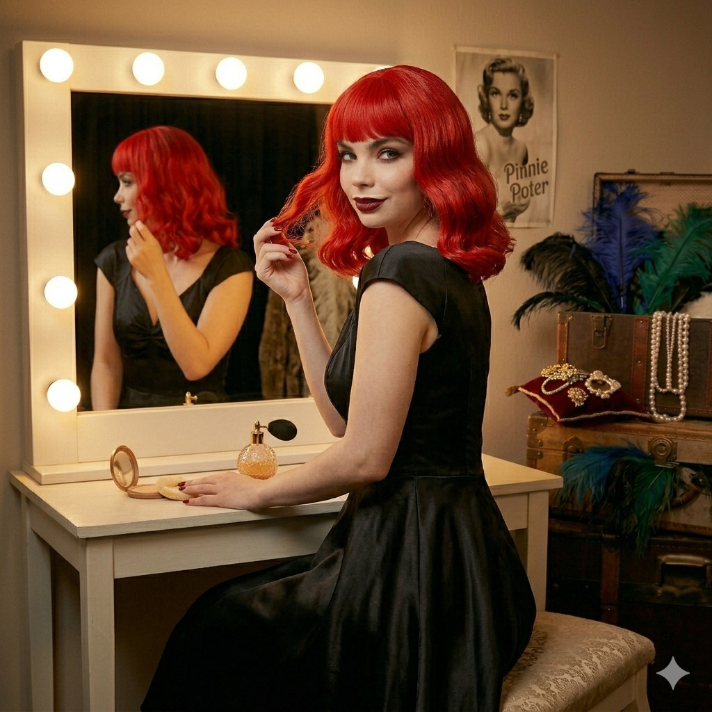 Fever Bettie Wig red shoulder length woman soft wave daily dance stage actress