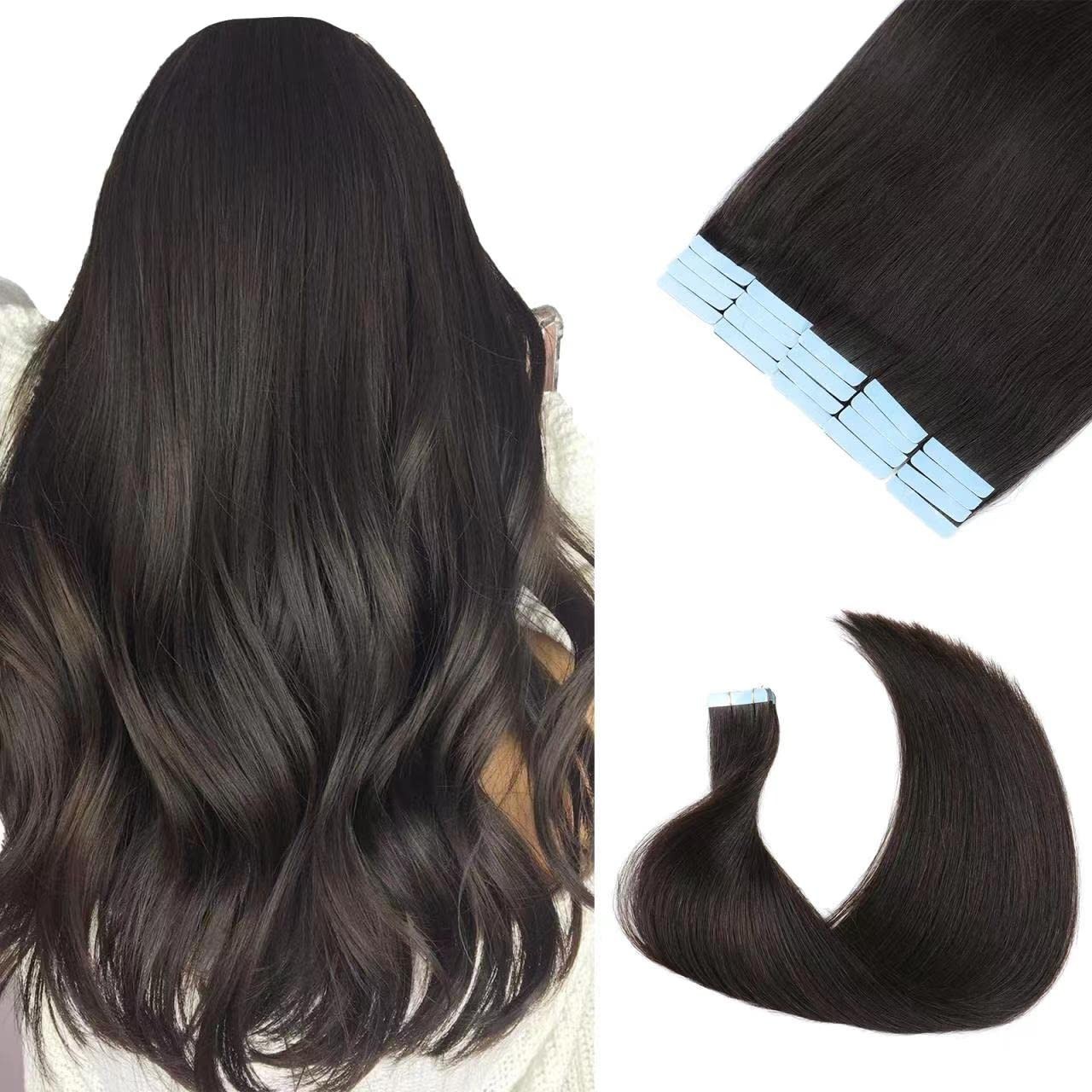 Tape in Real Human Hair Extensions Seamless Skin Weft Premium Remy Russian Hair