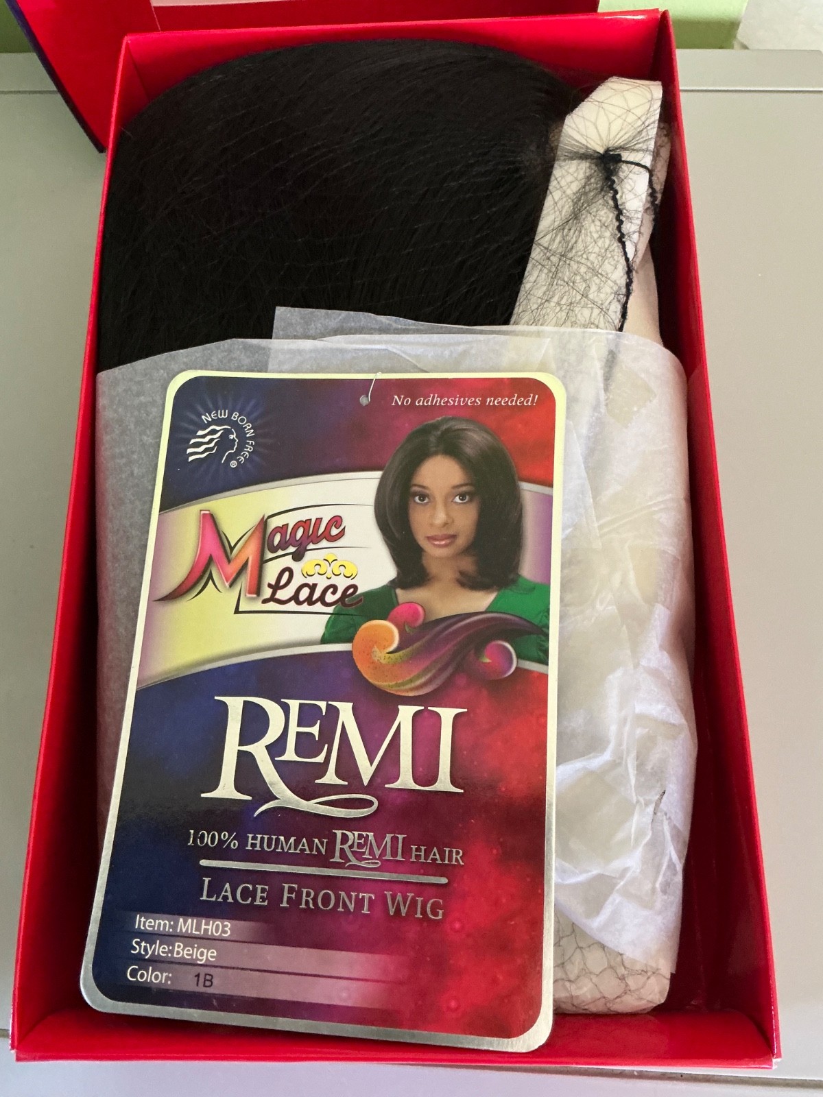NIB New Born Free 100% Human Remi Hair Lace Front Short Wig Style MLH03 Color 1B