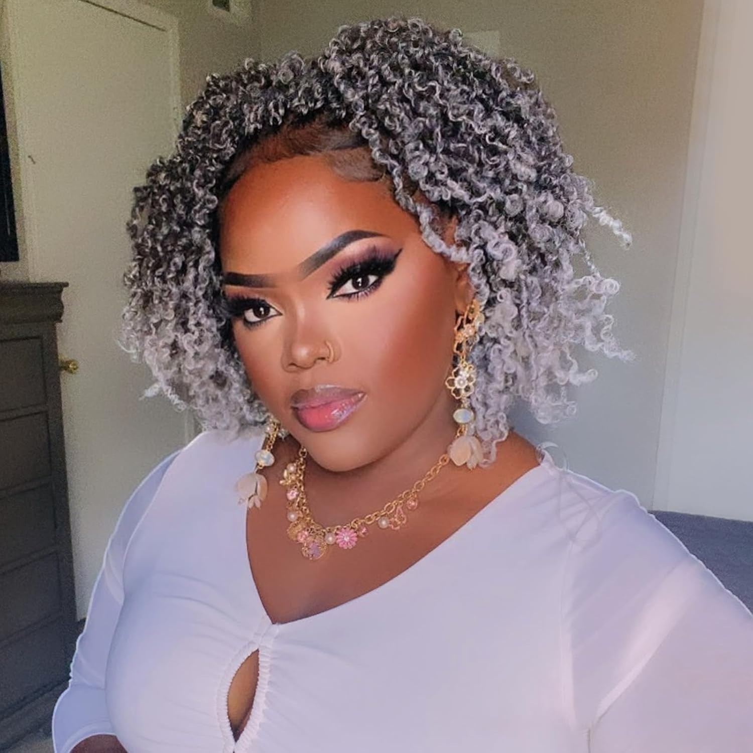 GIX TIANA PASSION TWIST HAIR 10″ 8PACK T-GRAY PRE-TWISTED CROCHET BRAIDS