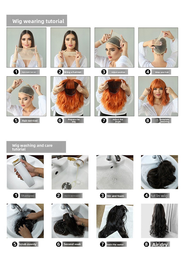 Bronze-golden long curly hair full head cover made of synthetic fiber with waves