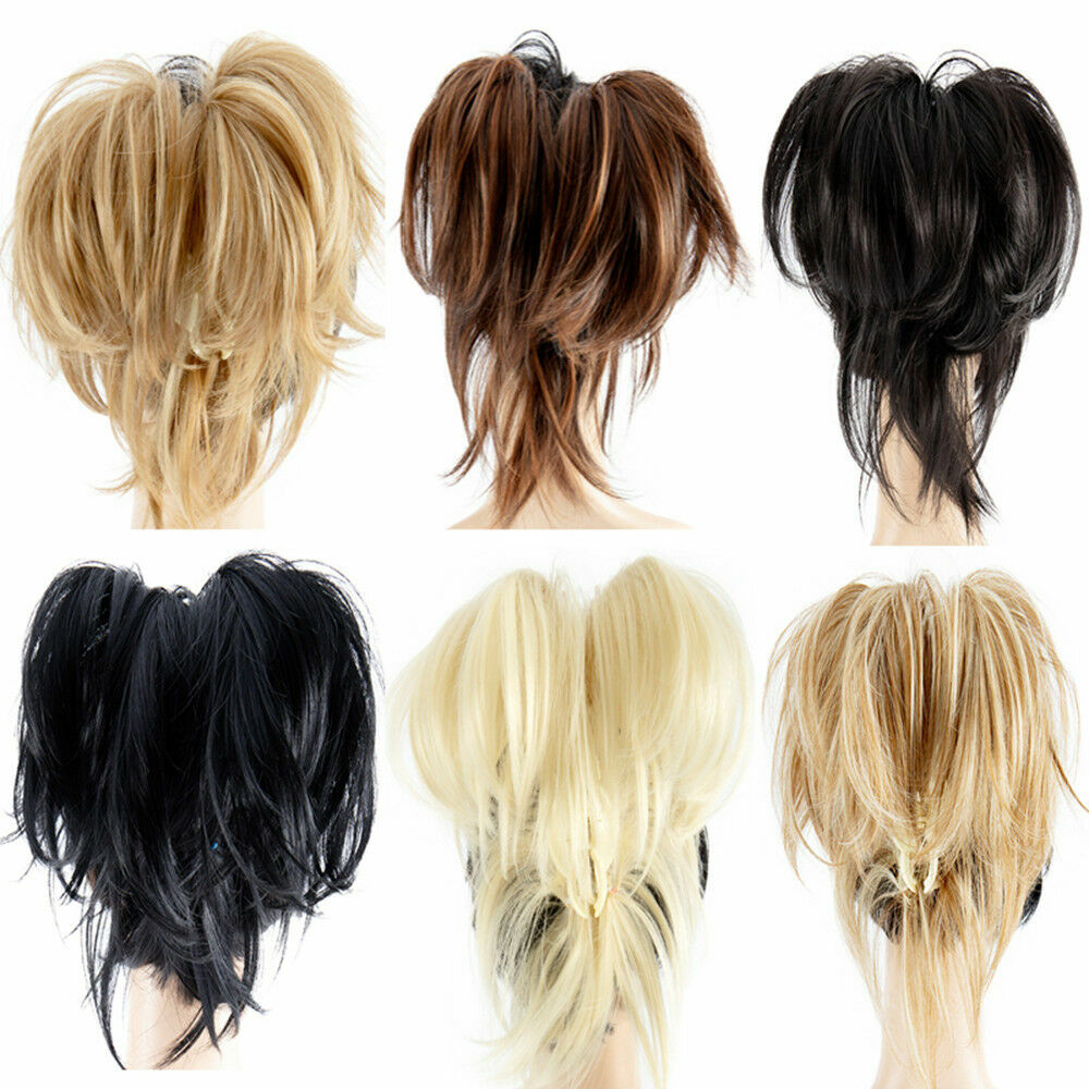 Natural As Human Messy Ponytail Hair Piece Claw In Hair Extension Short Wavy US