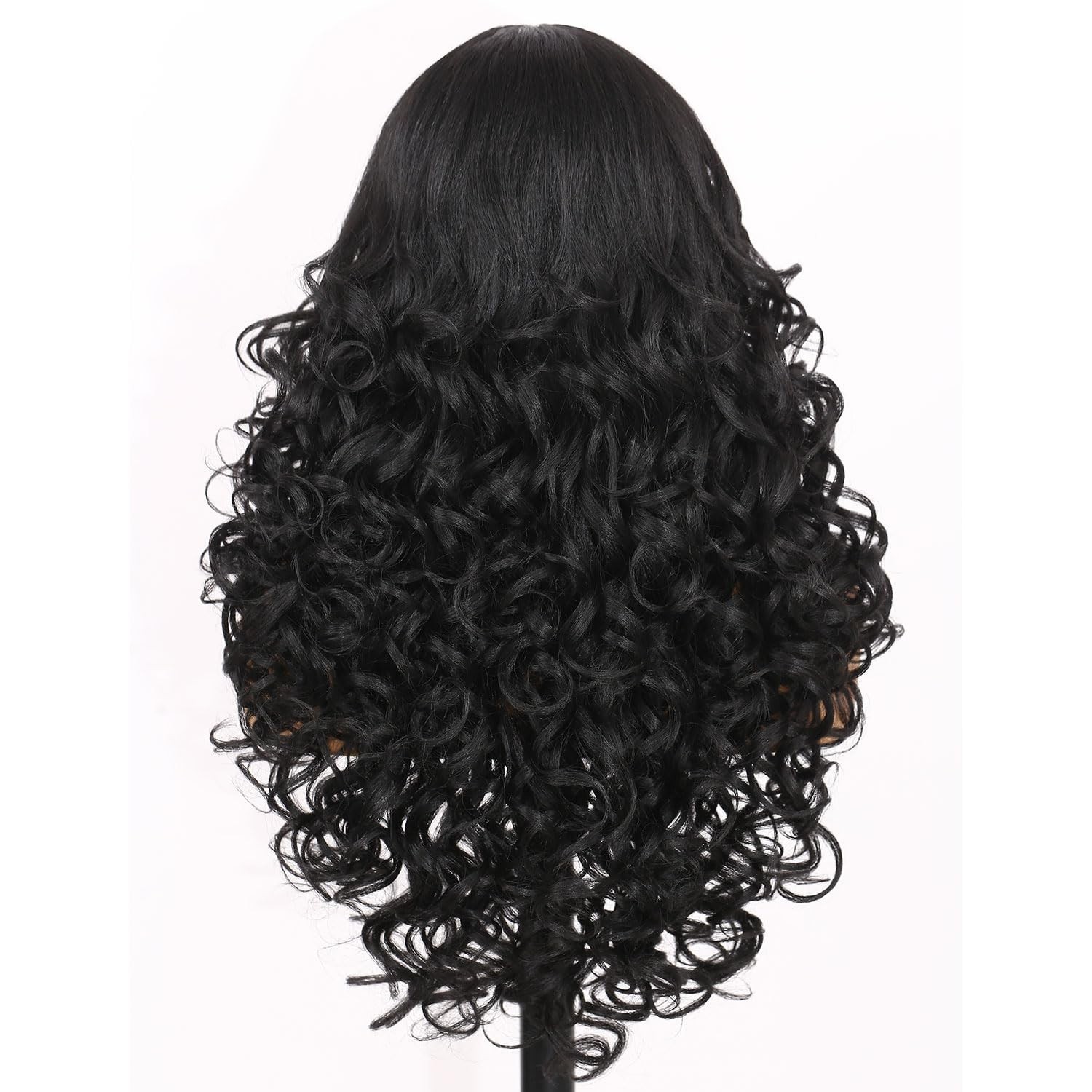 Synthetic V Part Wig Long Curly Black Yaki Half Wigs 26 Inch Curly Natural Black