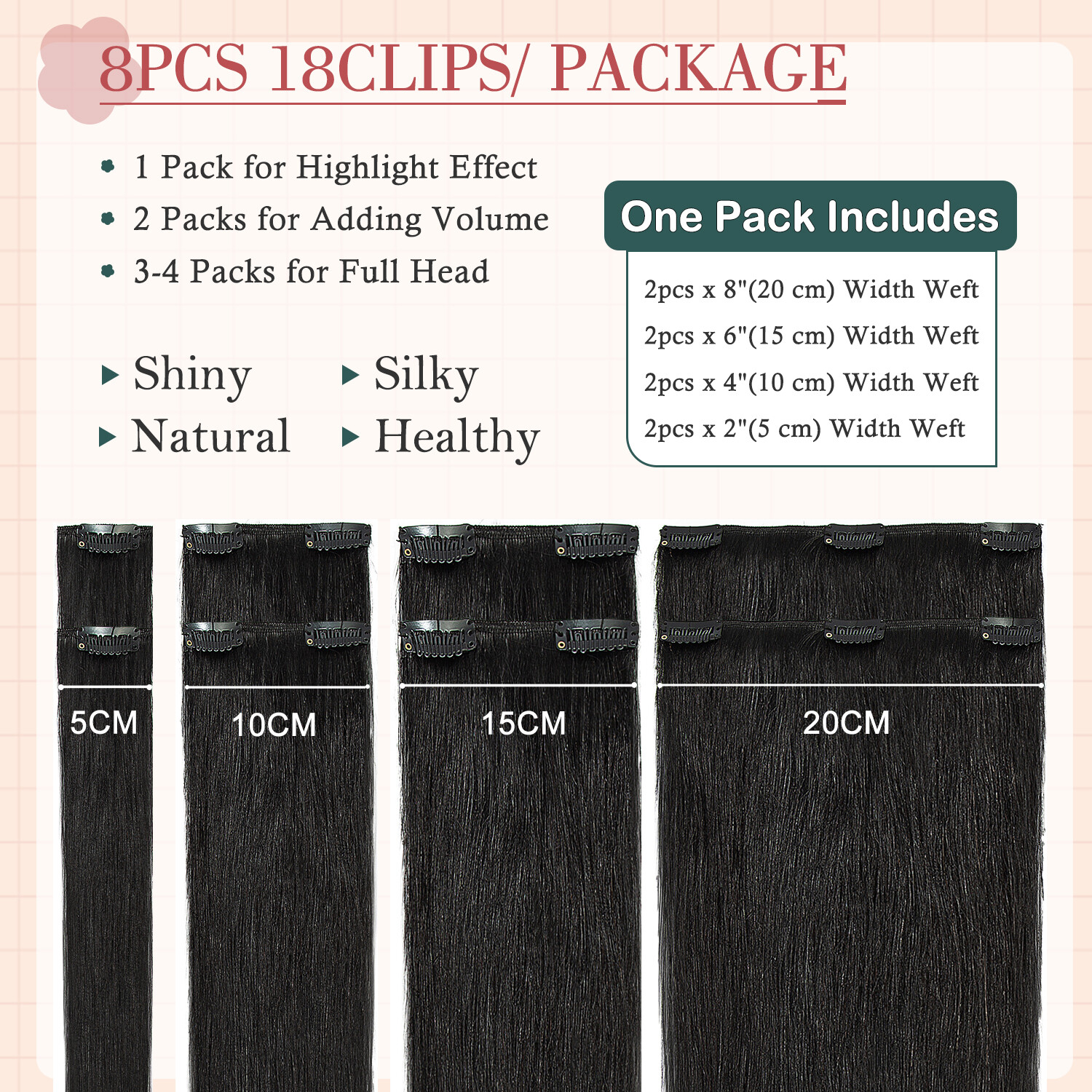 CLEARANCE Clip in Human Hair Extensions 8PCS Full Head 100%Real Remy Hair Blonde