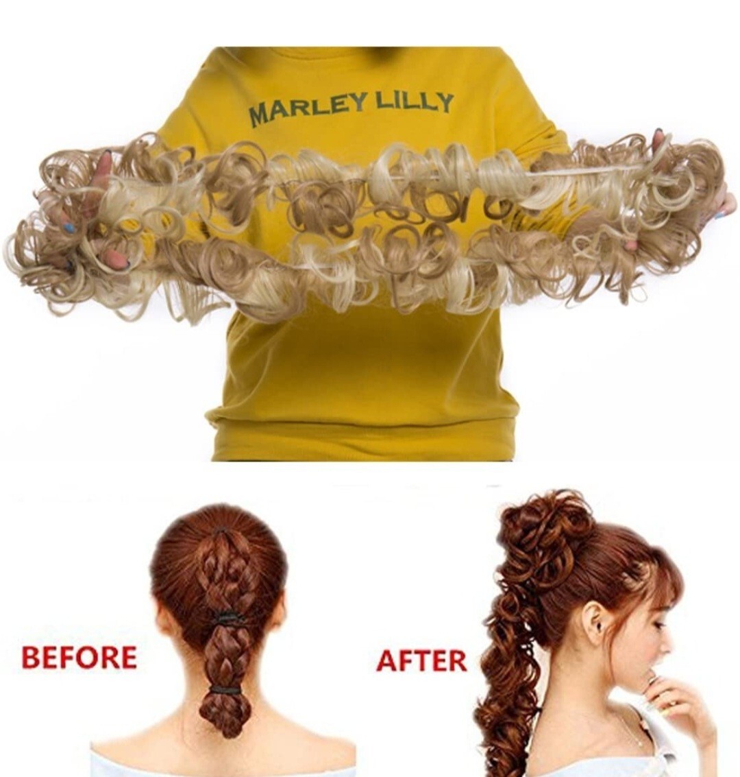 Thick Messy Bun Hair Piece Scrunchie Updo Wrap Around Curly Wavy Hair Extensions