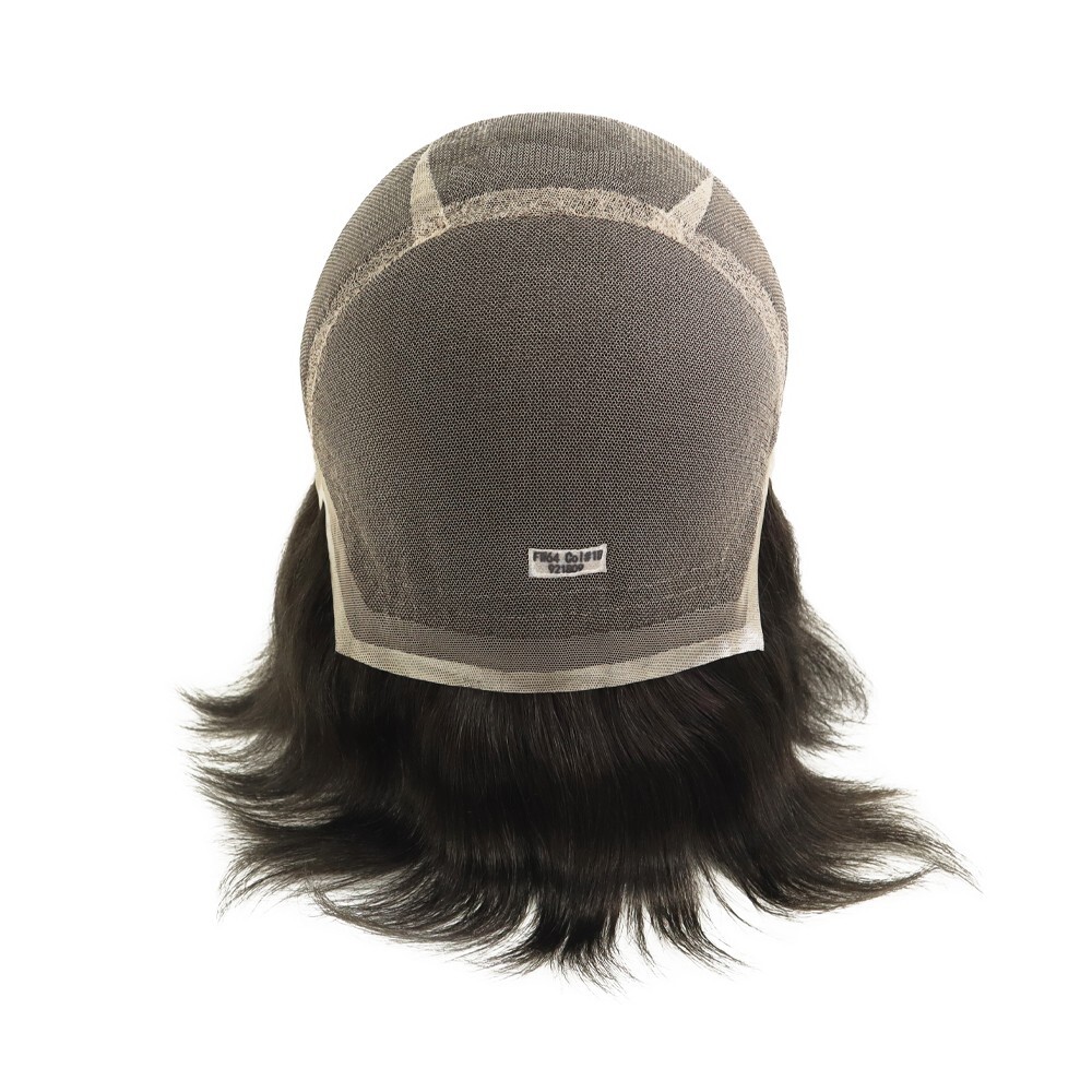 Human Hair Wig French Lace Full Head Wig Hair Replacement Medium Size 6” Black