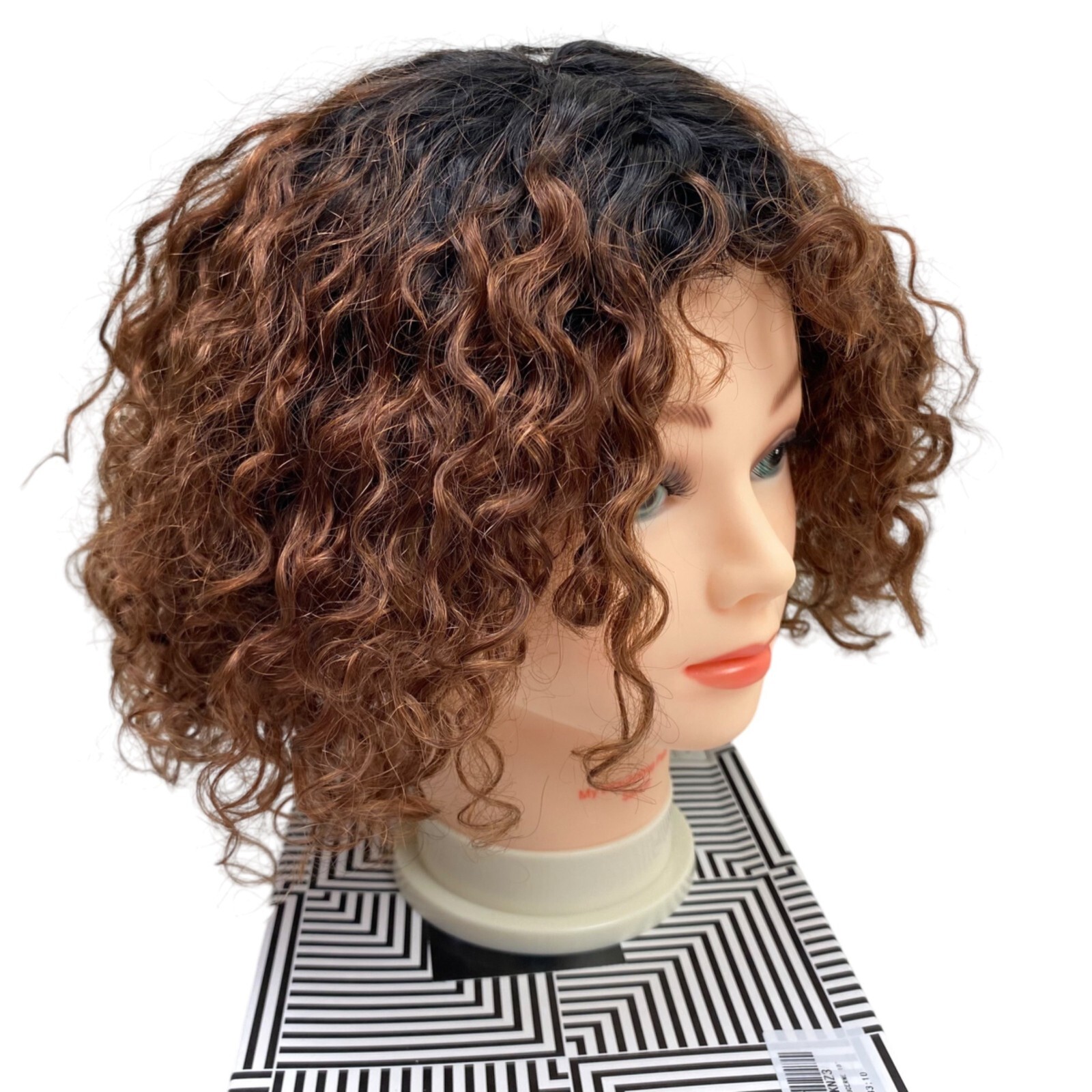 Spotlight 100% Human Hair 10″ Wig Curly Bob Style TT1B/33 Black/Brown New
