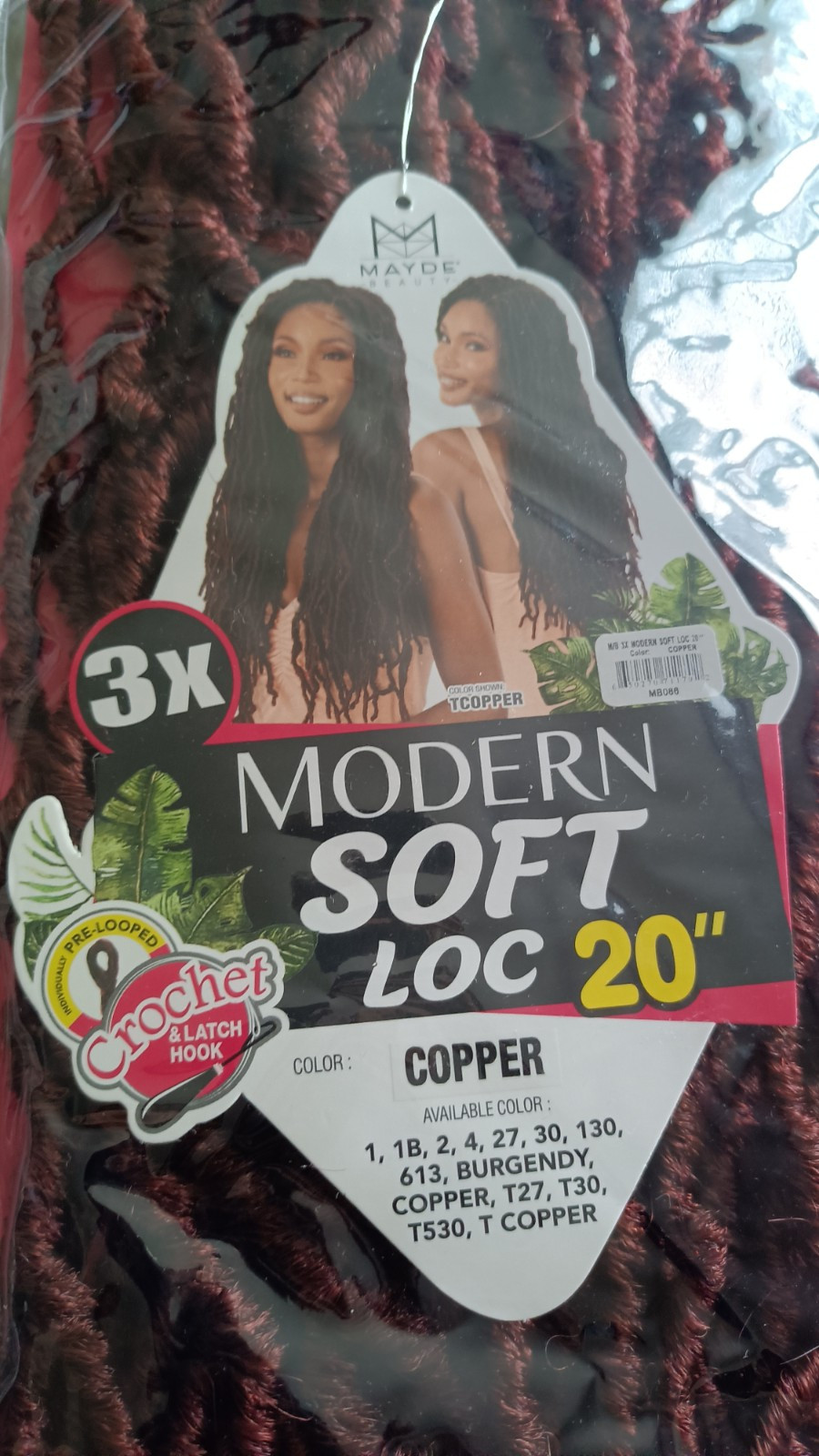 Mayde Beauty Crochet Braid Soft Locs 3X Modern Soft Loc 20″ Color Copper Red