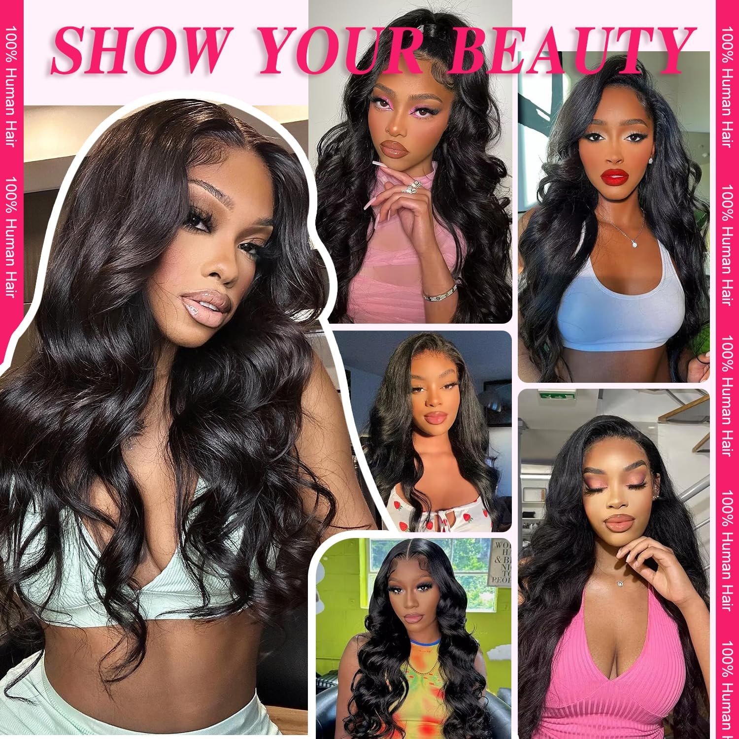 32″ 180% HD 13×6 Body Wave Human Hair Lace Front Wig PrePlucked Bleached Knots