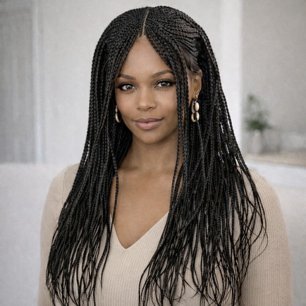 Braided Wig Dark Brown #4 Long Box Braids Lace Front Glueless 22″ Handmade NWT