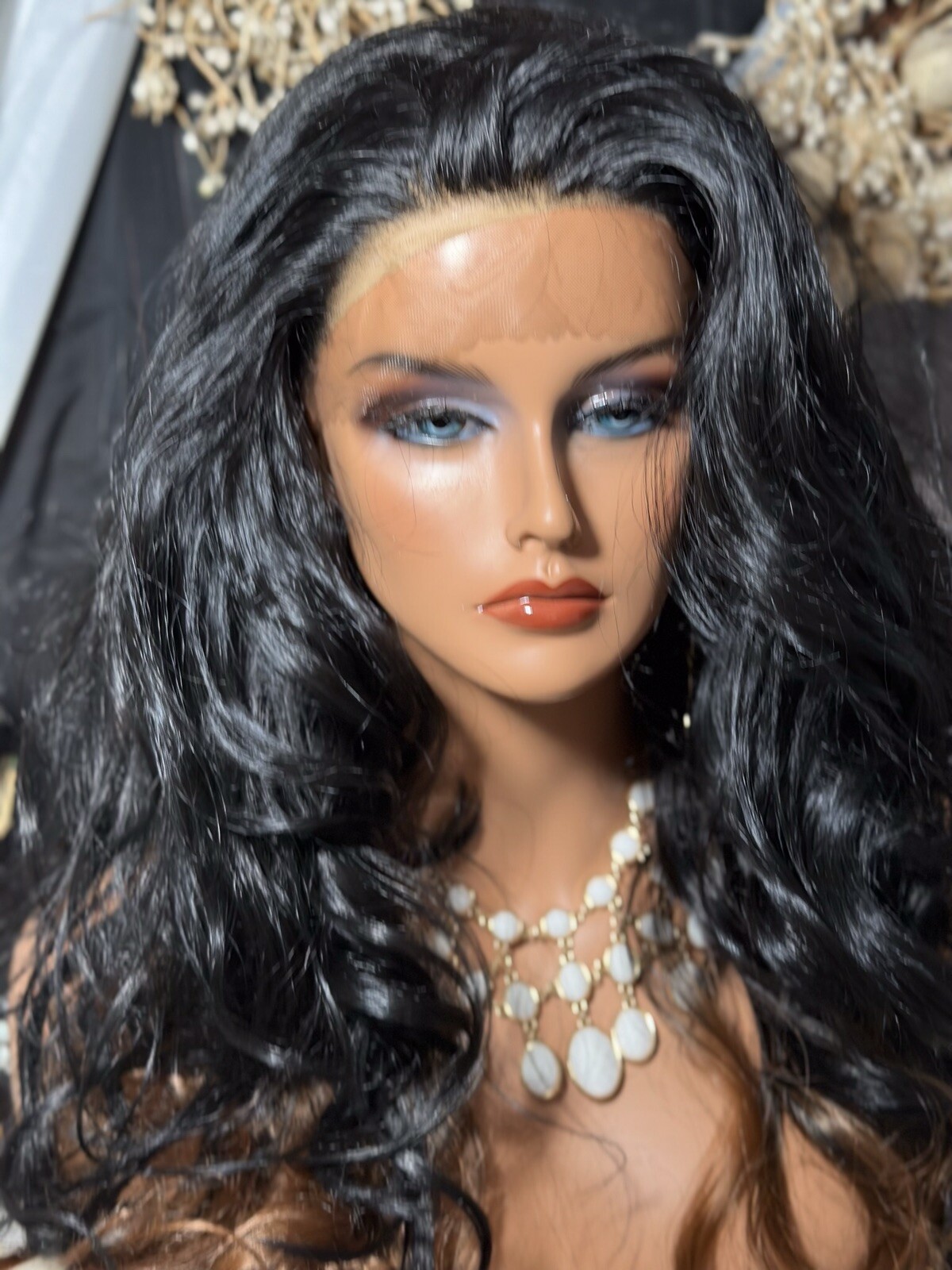 GORGEOUS! 32”OMBRE’ BLACK TO RED,HHBLEND, EXTENDED LACE FRONT W/ FREE PART WIG
