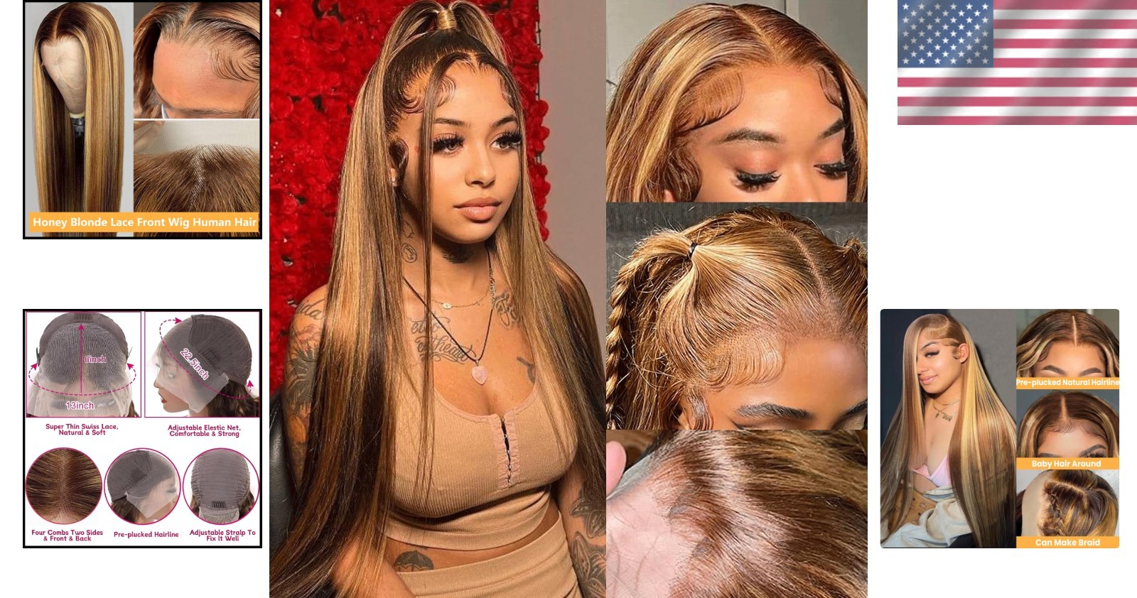 4/27 Highlight Straight Lace Frontal Wig 180% Density