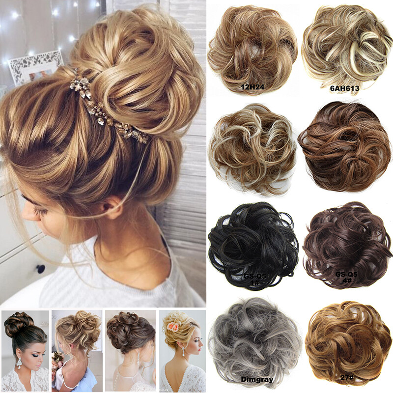 Real Messy Bun 10% Human Hair Up Scrunchie Scrunchy Extensions Hairpiece Do Buns