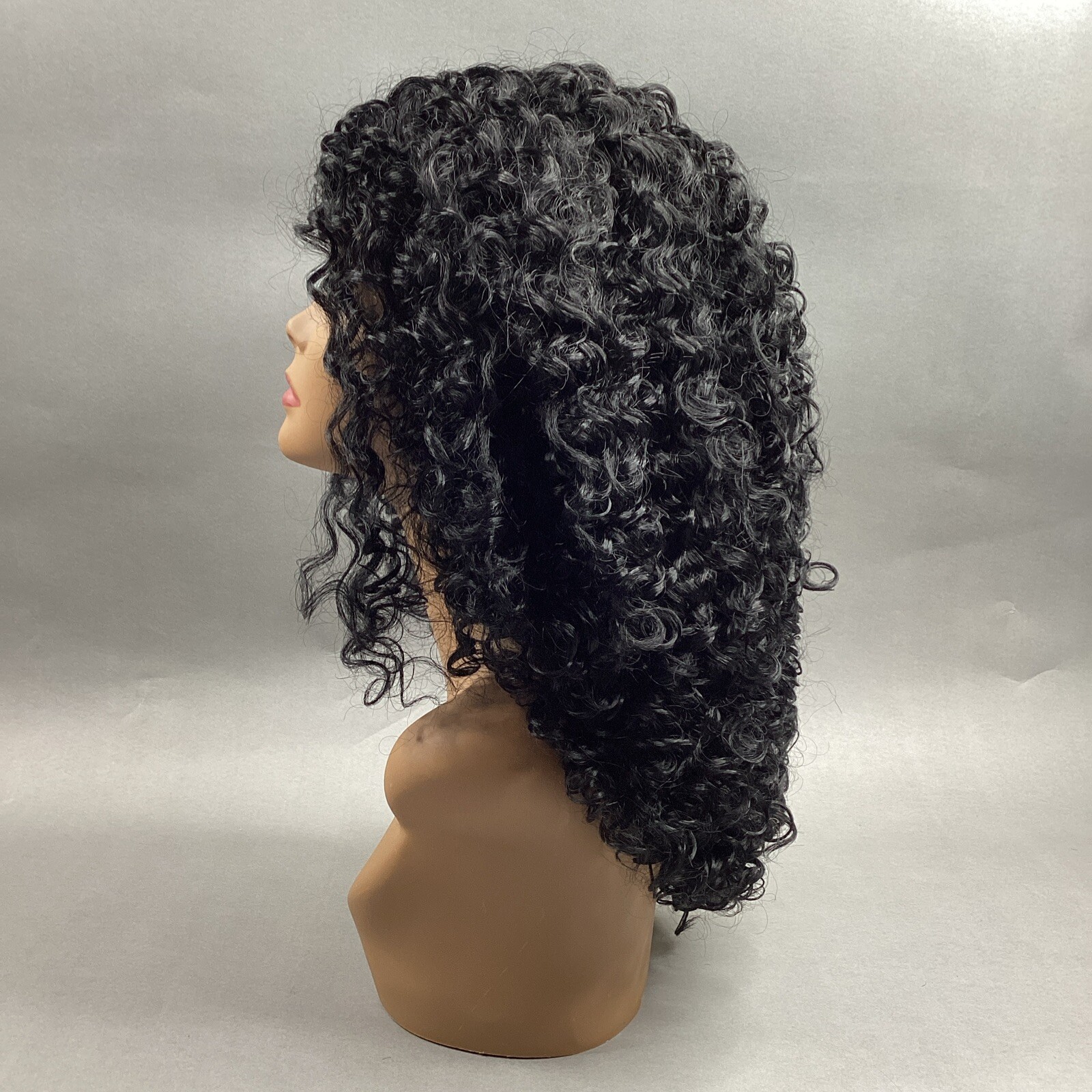 Deandra Long Curly #1 Jet Black Premium Synthetic Lace Part Wig