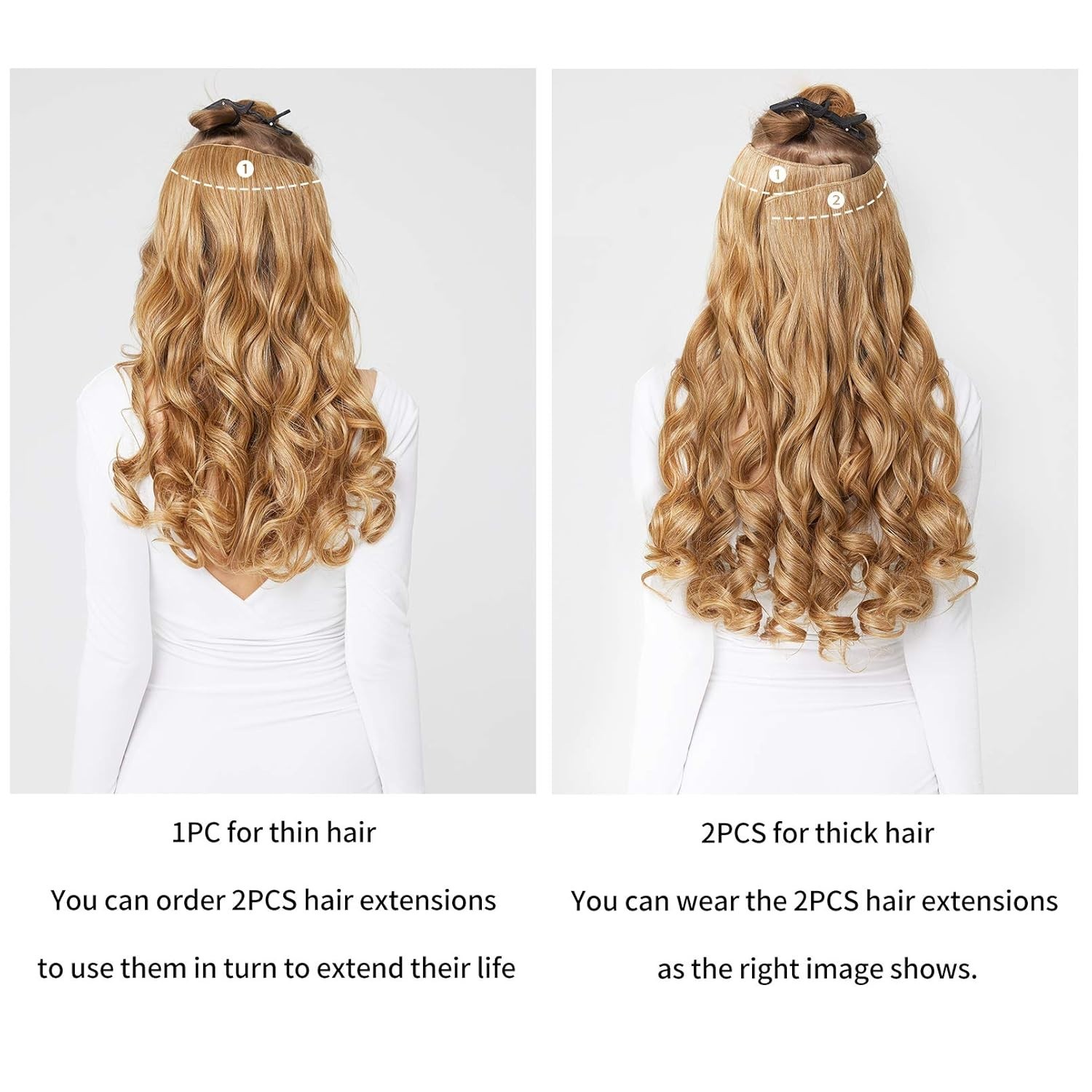 18″ 1-Pack 3/4 Full Head Curly Wavy Clips in on Synthetic Hair Extensions HE0…