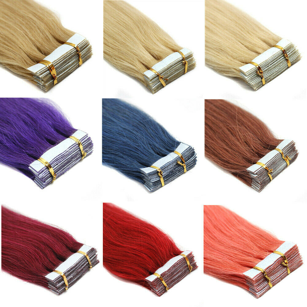 Tape in 100% Real Remy Human Hair Extensions Invisible Tape Skin Weft Hair Thick