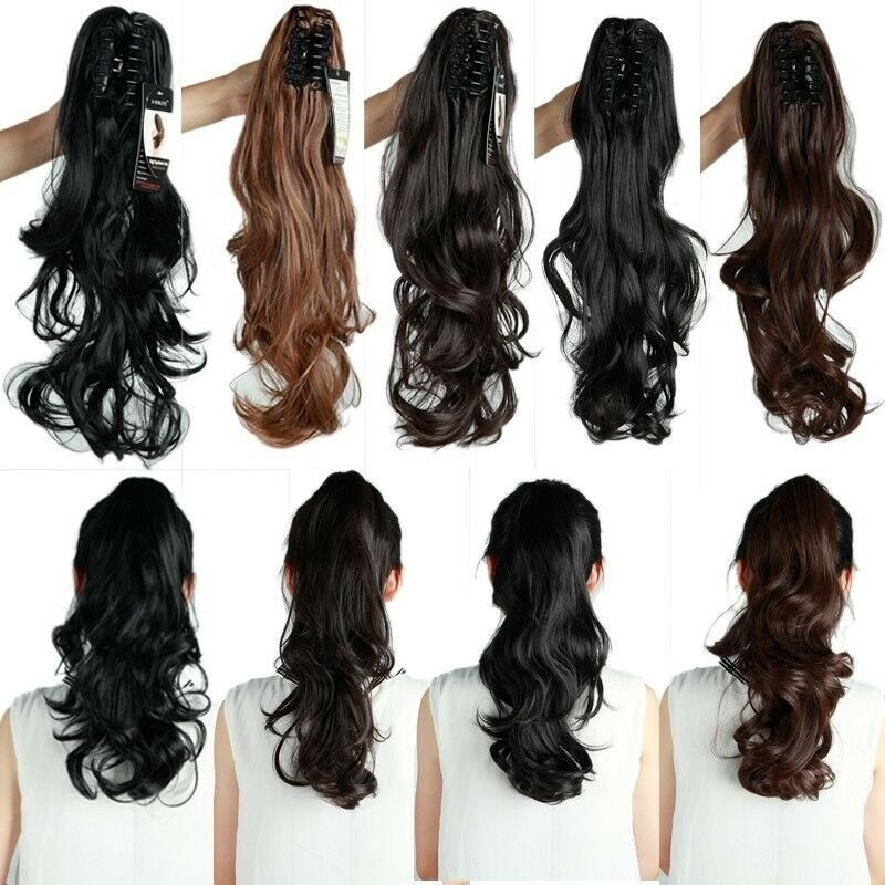 Real Thick Straight Claw Clip Ponytail Extension Long Wavy Pony Tail Hair Piece