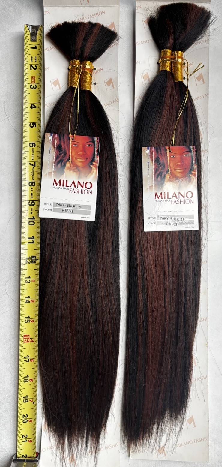 Human Hair Braiding Hair by Milano, Yaki Hair 19-20″ Long, 2-Pack Bundle, p1B/33