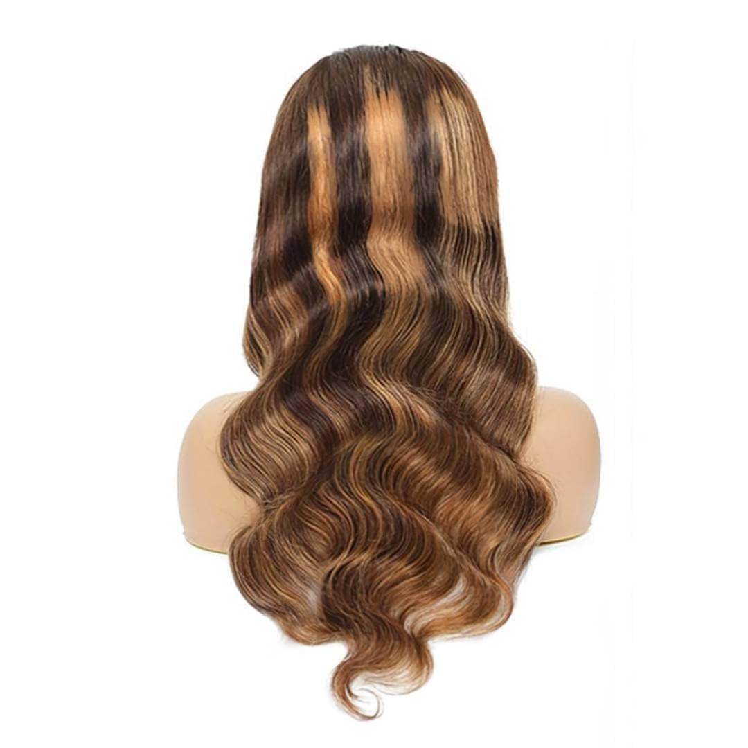 Ombre Headband Wig Human Hair #4/27 Highlight Body Wave Headband Wig 16 Inch