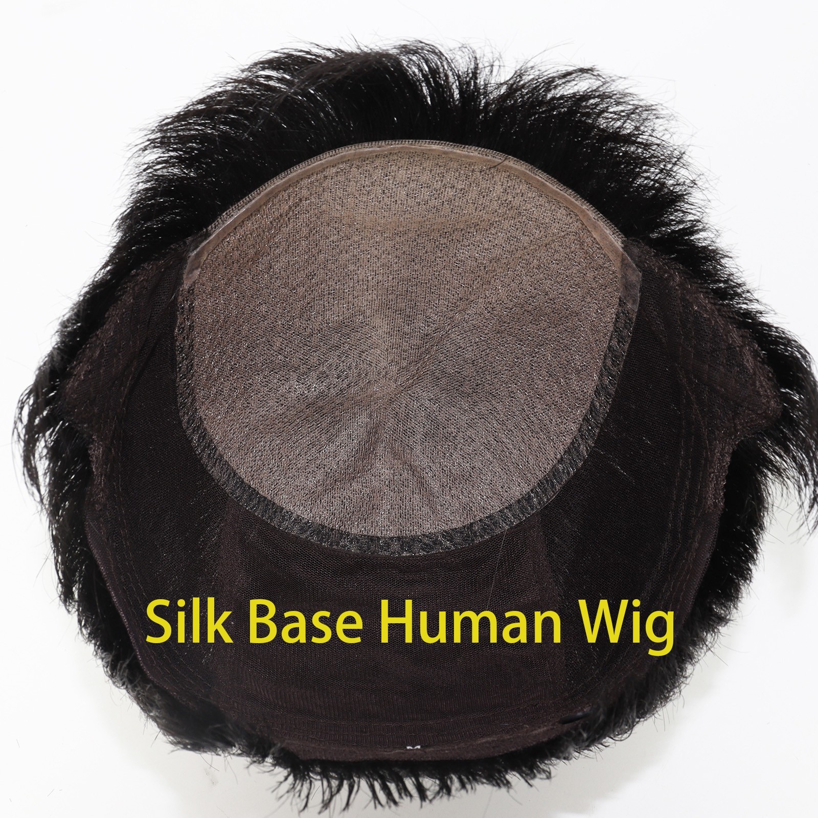 Men’s Real Human Hair Wig Black Toupee Silk Base Lace Breathable Hair For Men