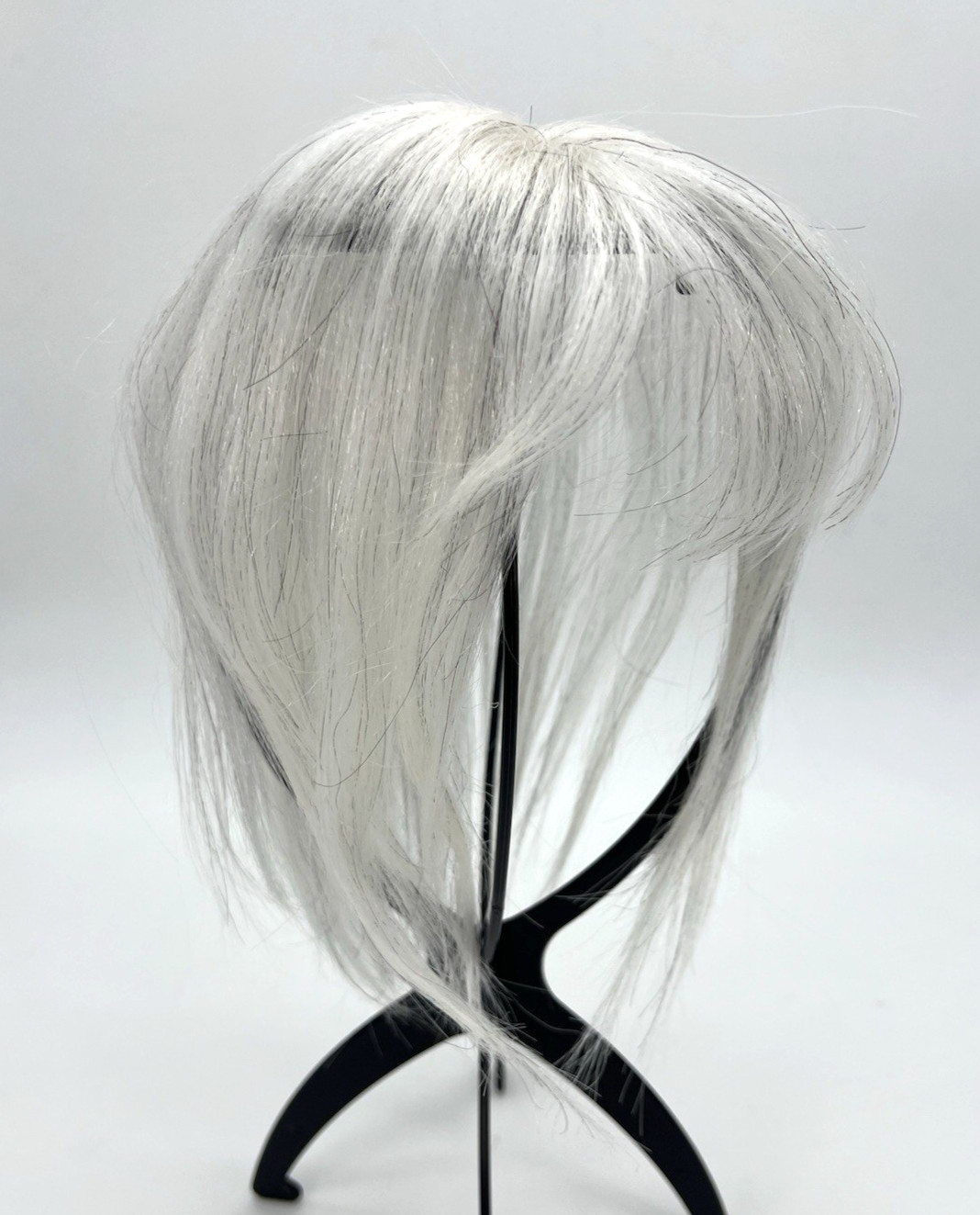 White with Black Strands 100% Human Hair Women Hair Topper