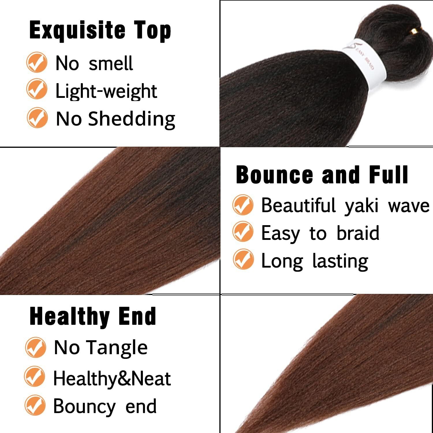 48 Inch Ombre Yaki Braiding Hair – 8 Packs Pre-Stretched, Durable & Lightweight