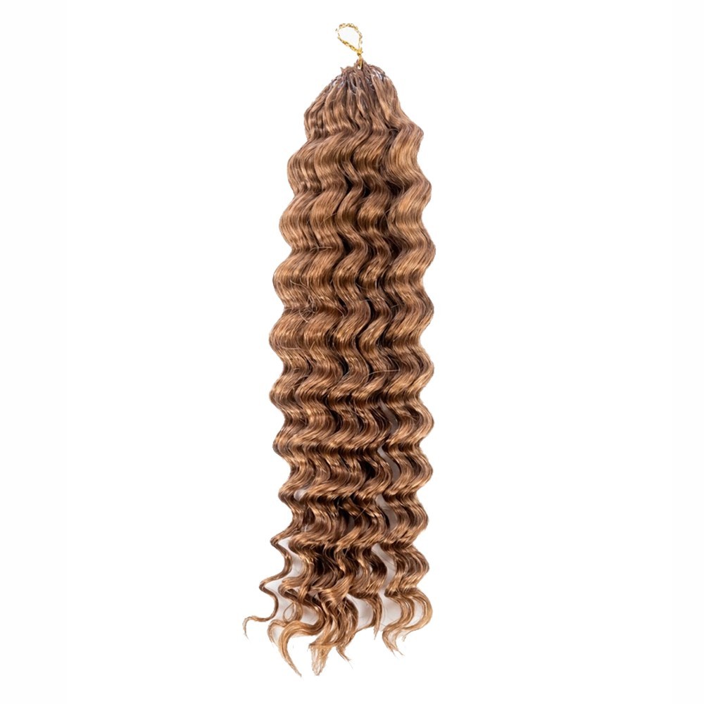 100% Human Hair Crochet Extensions – #30 Rich Chestnut Brown Deep Wave Boho Brai