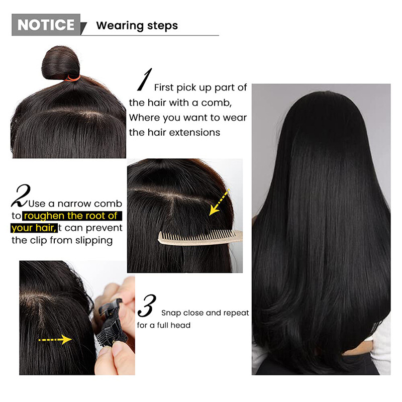 Clip In Hair Extensions 17″~30″ Synthetic Thick Half Head 1pcs Like Real Hair US