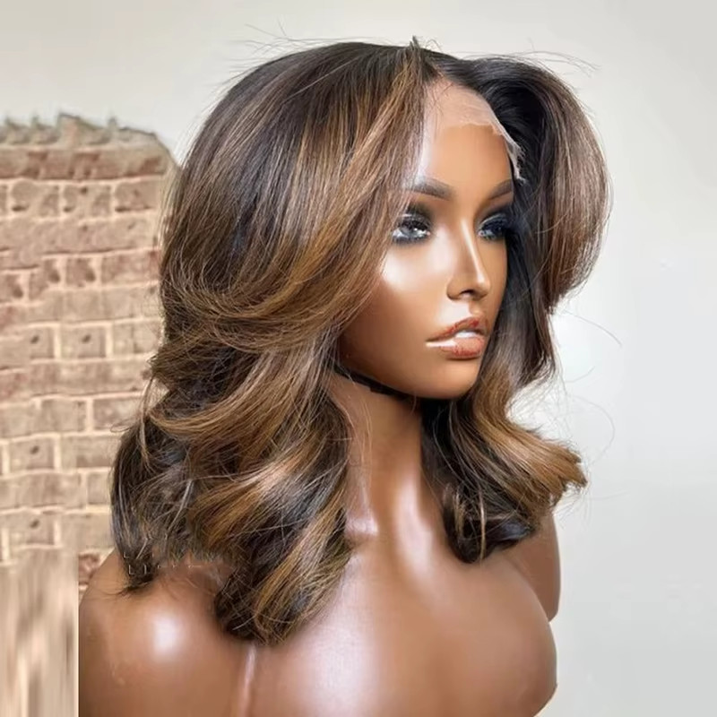 4/27 Highlight 13*4 Body Wave Glueless Closure100% Human Hair Frontal Wigs Ombre