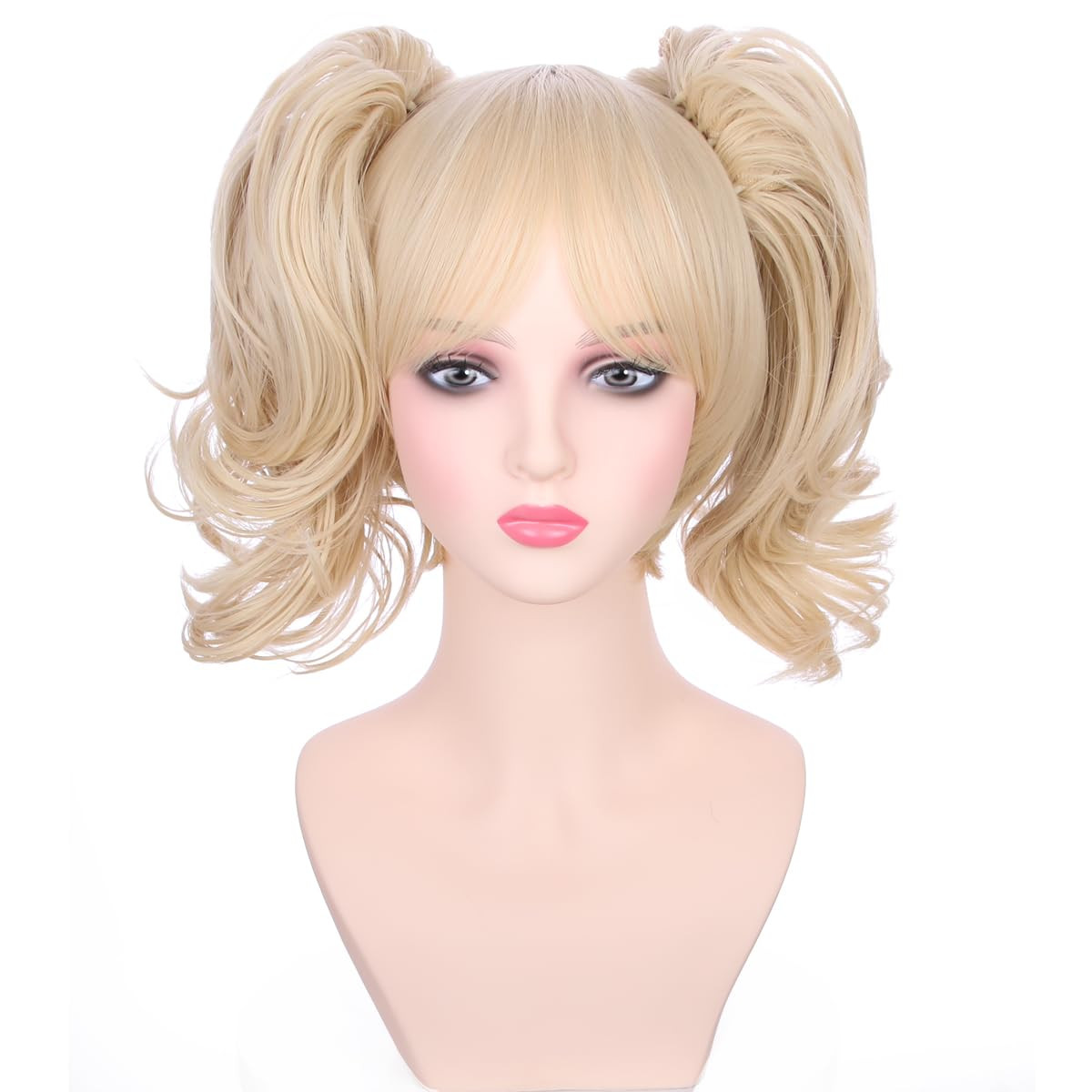 Blonde Wig for Kids Girls Short Blonde Ponytail Wig for Child Include 2 Detac…