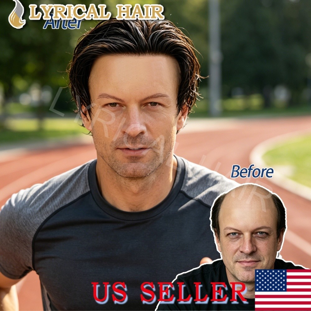 Lyrical Hair Mens Toupee Welded Mono Lace Front Human Hair Piece Replacement Wig
