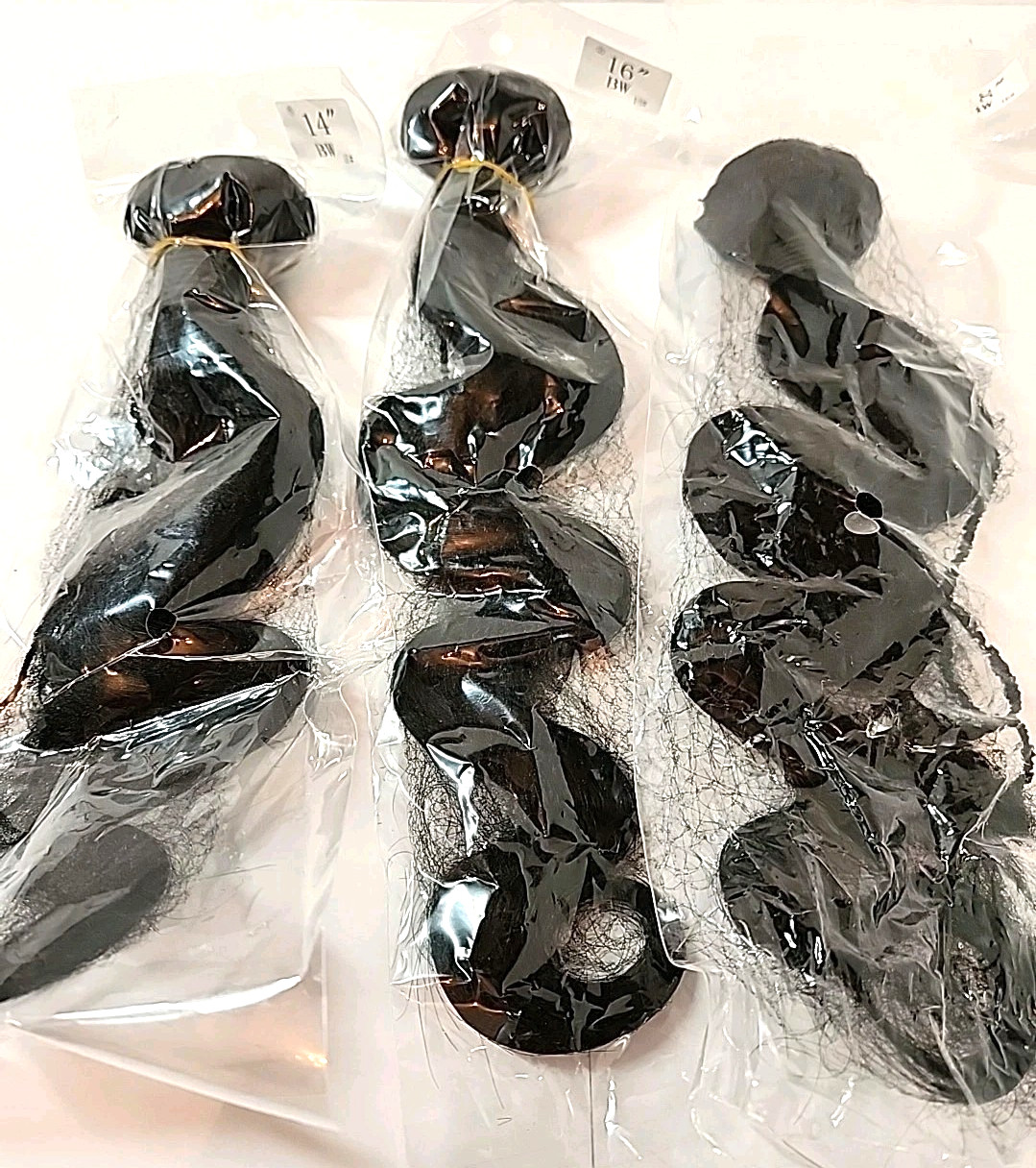 LOT OF 3 Feibin #1B Body Wave 100% Remy Virgin Human Hair Bundles 14″ 16″ 18″