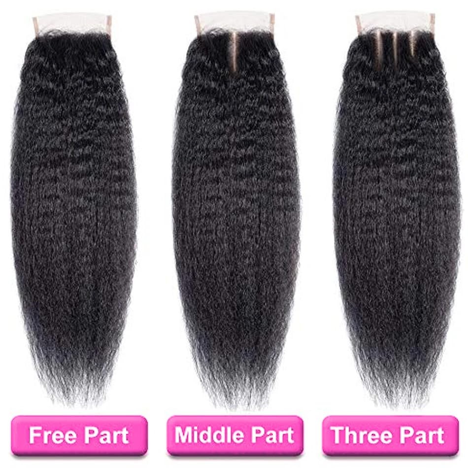 OLFORY 5×5 HD Lace Closure Yaki Kinky Straight Human Hair 12A Brazilian