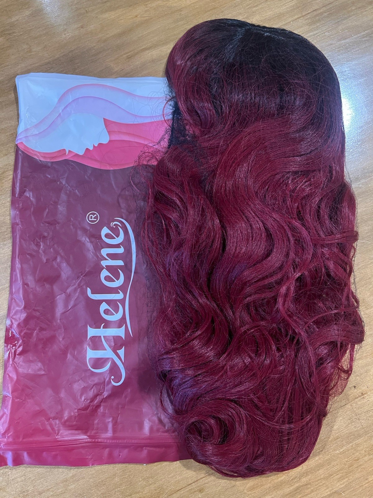Women’s 24″ Bangs Long Wavy Hair Wig Burgundy Red Black