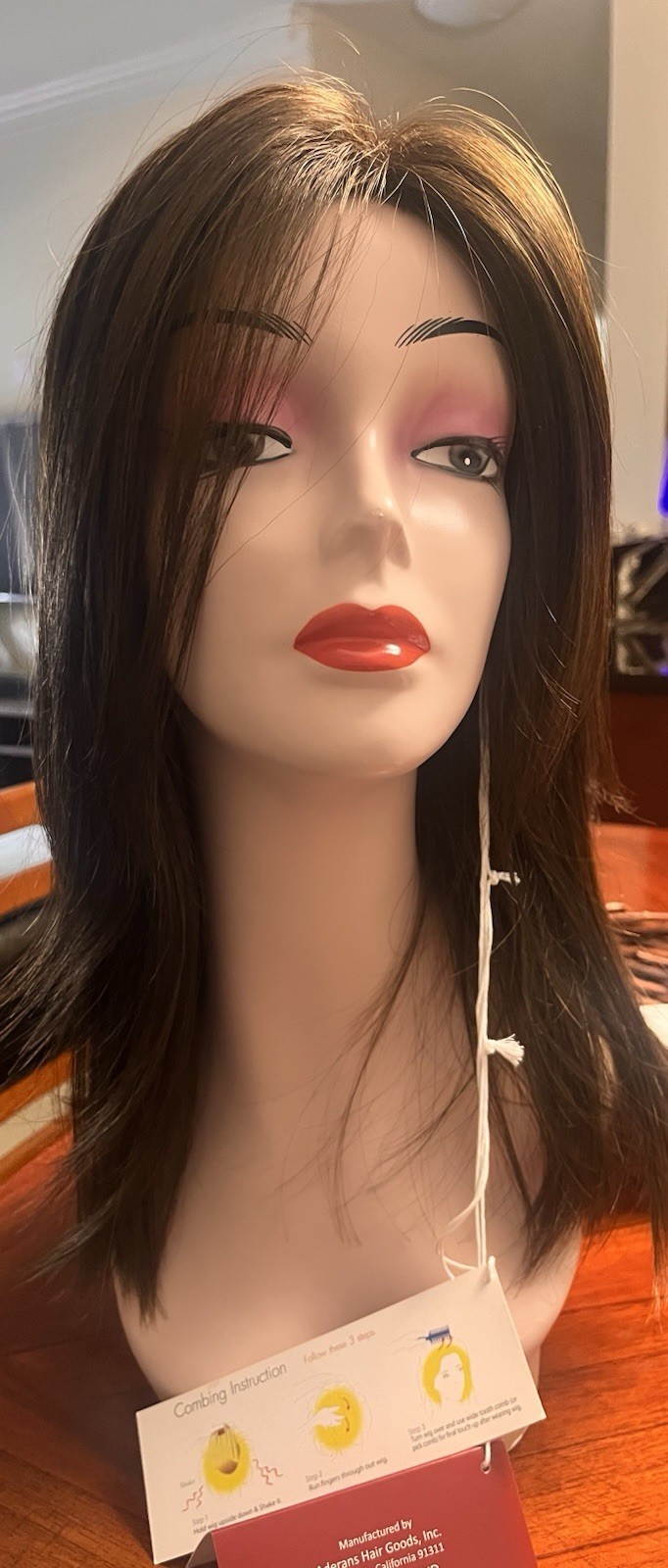 Rene of Paris Laine Wig Ginger Brown Straight Layered Side Part Basic Cap