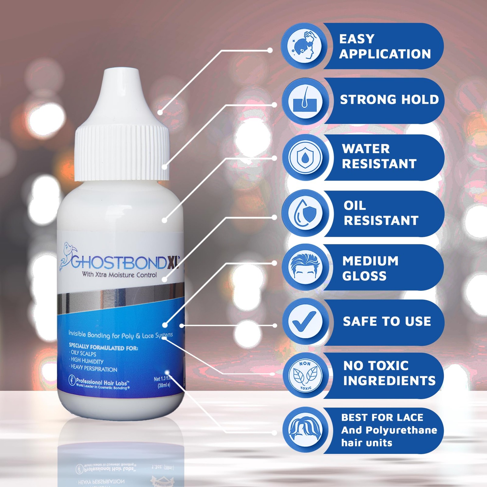 Ghostbond Xl Hair Replacement Adhesive 13 Oz Invisible Wig Bonding Glue Water