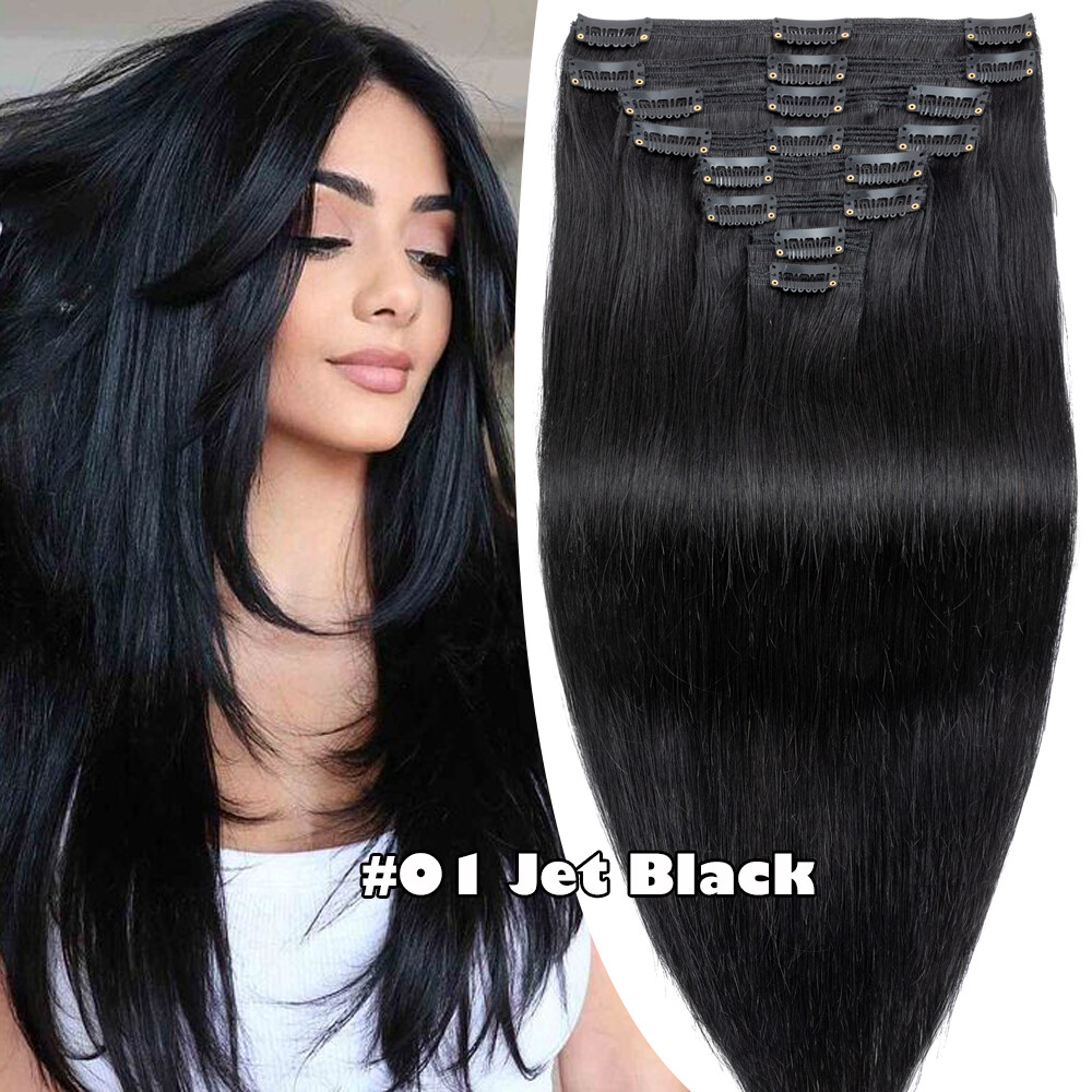 Extra Thick Double Weft Remy 100% Human Hair Extensions Clip In 200g Full Head