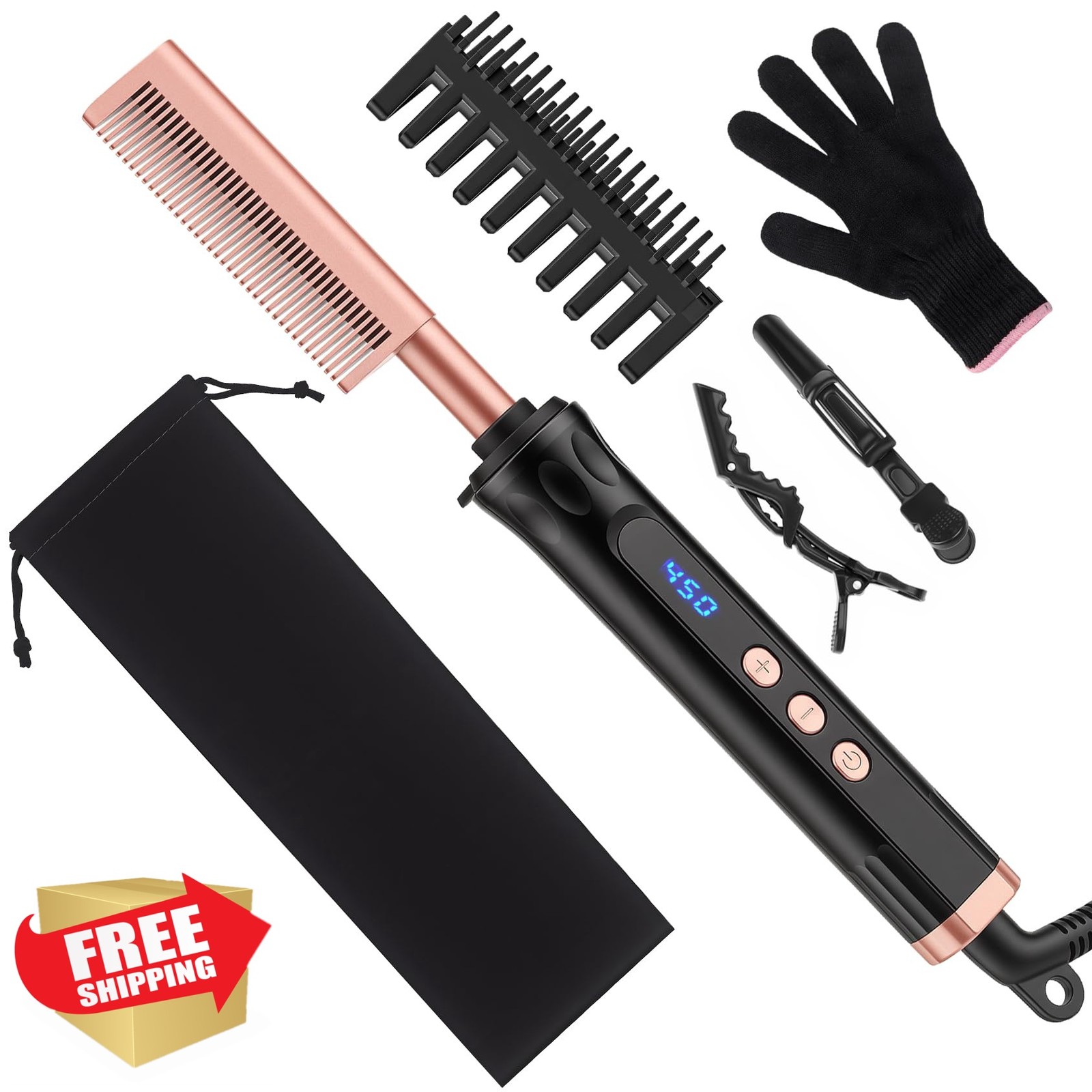 YEGUBEGU Black Ceramic Hot Comb Lace Wigs