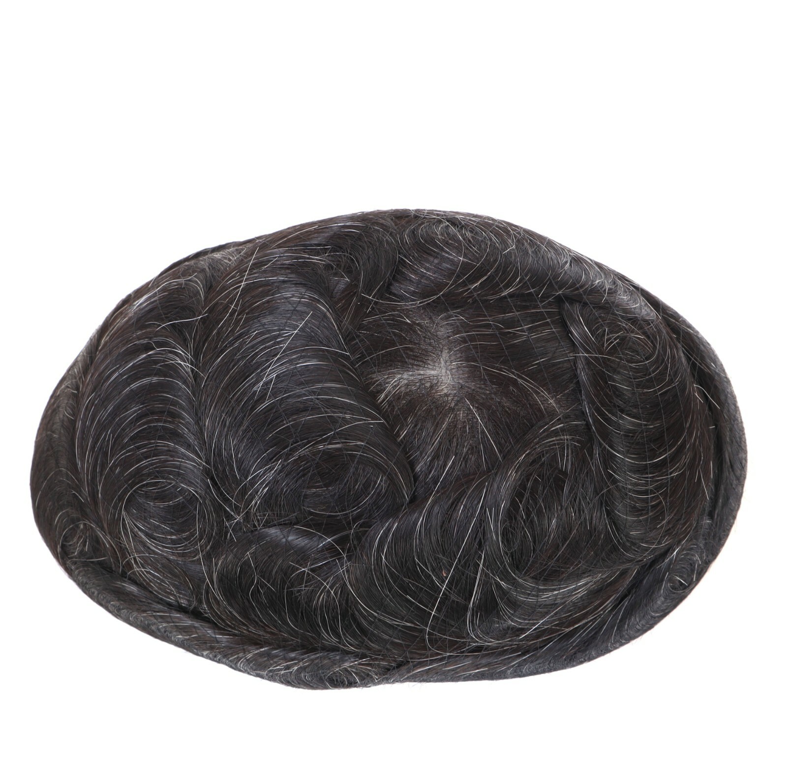 Natural Mens Toupee Hair Replacement System Super Thin Skin V Looped NG #1B10