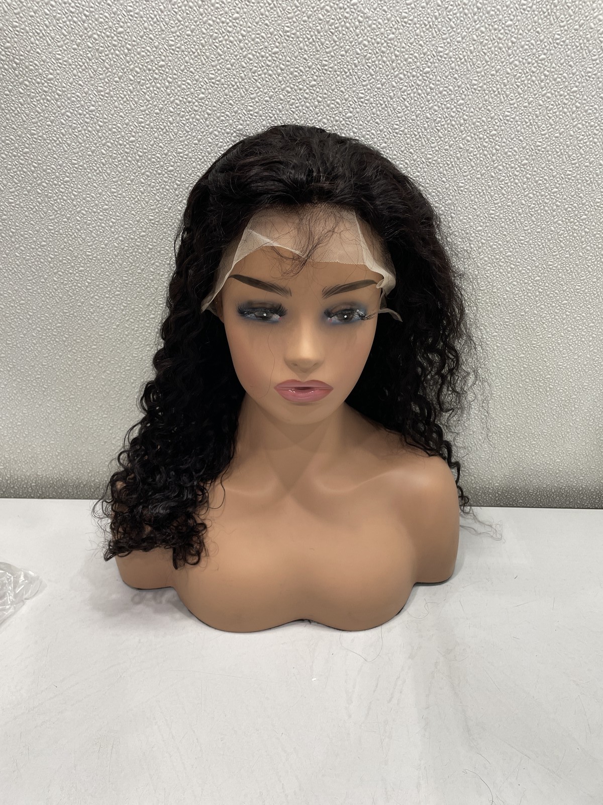 Natural Black Water Wave Human Hair Blend 13×4 Lace Front 180% Density Wig, 18″