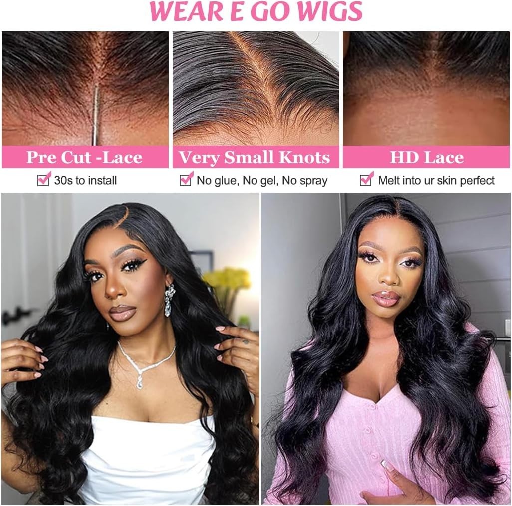 Brazilian Body Wave Precut 4×4 LaceFront Wig Human Hair Glueless Wig Wear and Go