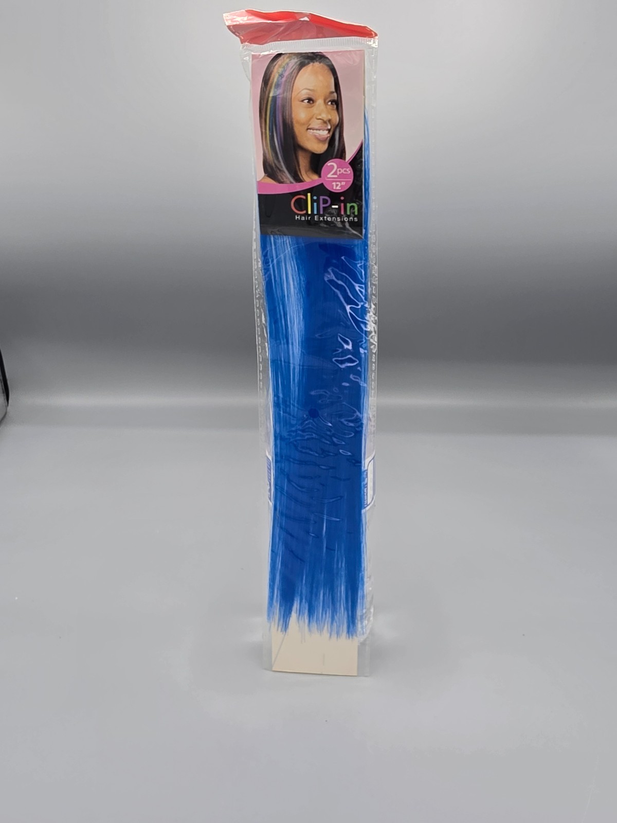 12″ Straight Color Strip Clip‑In Synthetic Hair Extension – Blue
