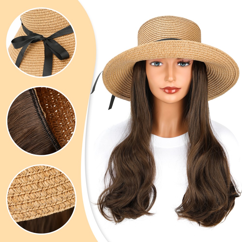 Womens Fisherman Hat for For WIG Long Curly Hair with High Temperature Fiber