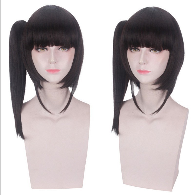 Kanao Tsuyuri Demon Slayer Black Side Ponytail Wig with Bangs Clip On Cosplay