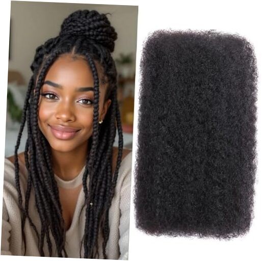 Afro Kinkys Bulk Human Hair for Dreadlocks Extensions and Locs 16 Inch Black