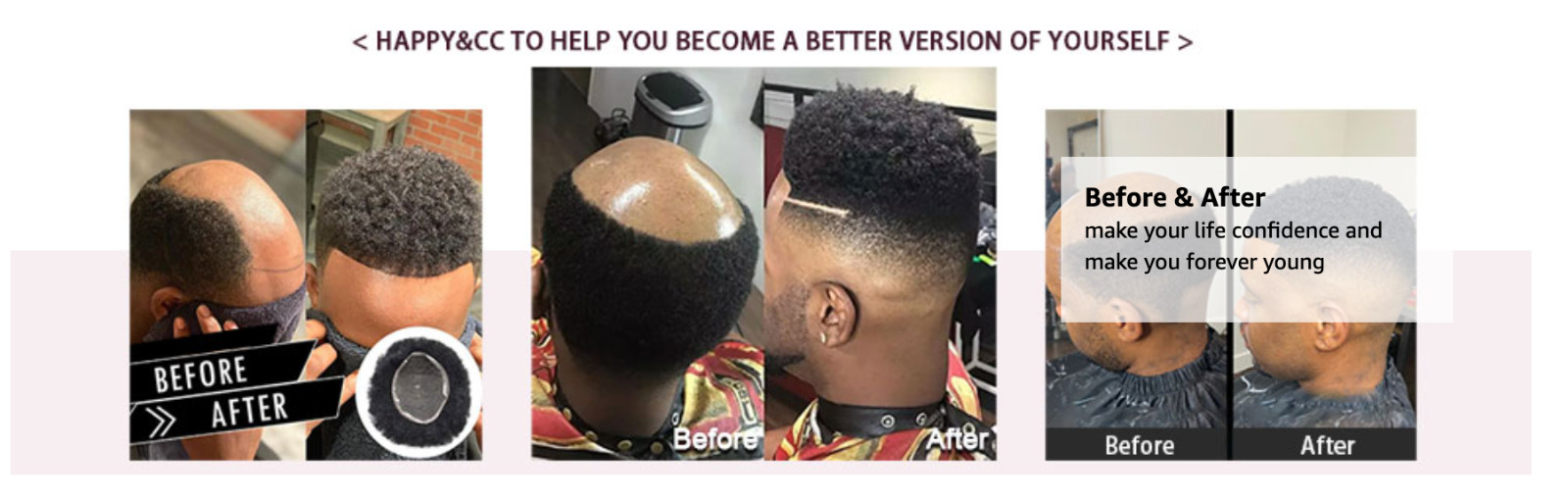 Afro Toupee for Men Thin Skin Human Hair Replacement System Male Toupee – #1